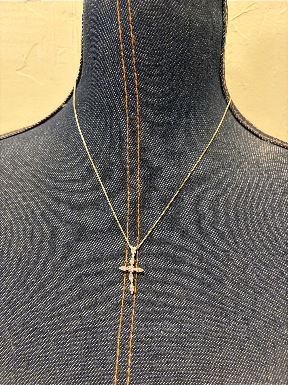 Delicate Light Pink 925 Italy Cross Pendant Necklace - Women Jewelry